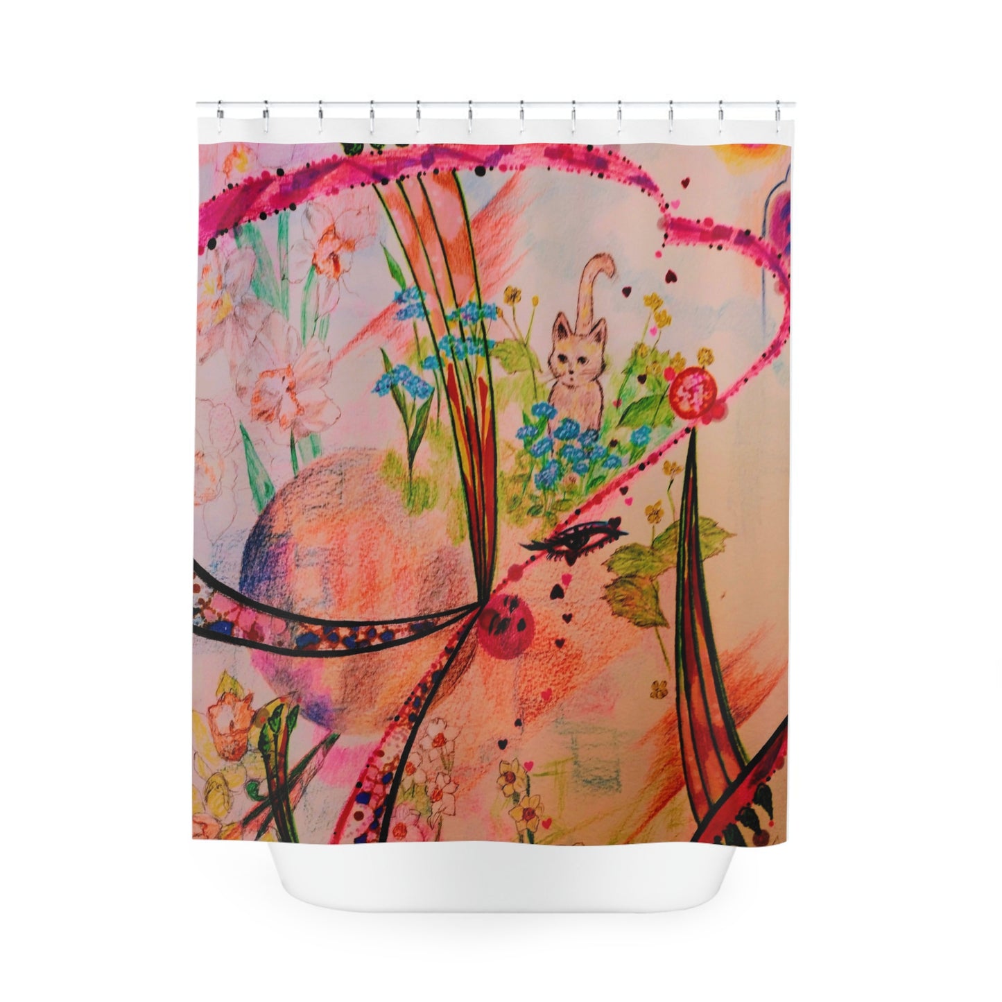 Katty's Garden: Polyester Shower Curtain