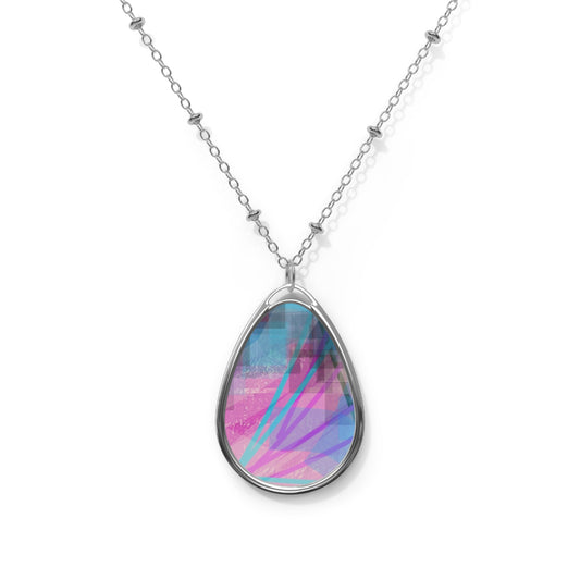 Kira:  Mystical Mood, Abstract Art Oval Necklace – Elegant Design, Spiritual Art Jewelry