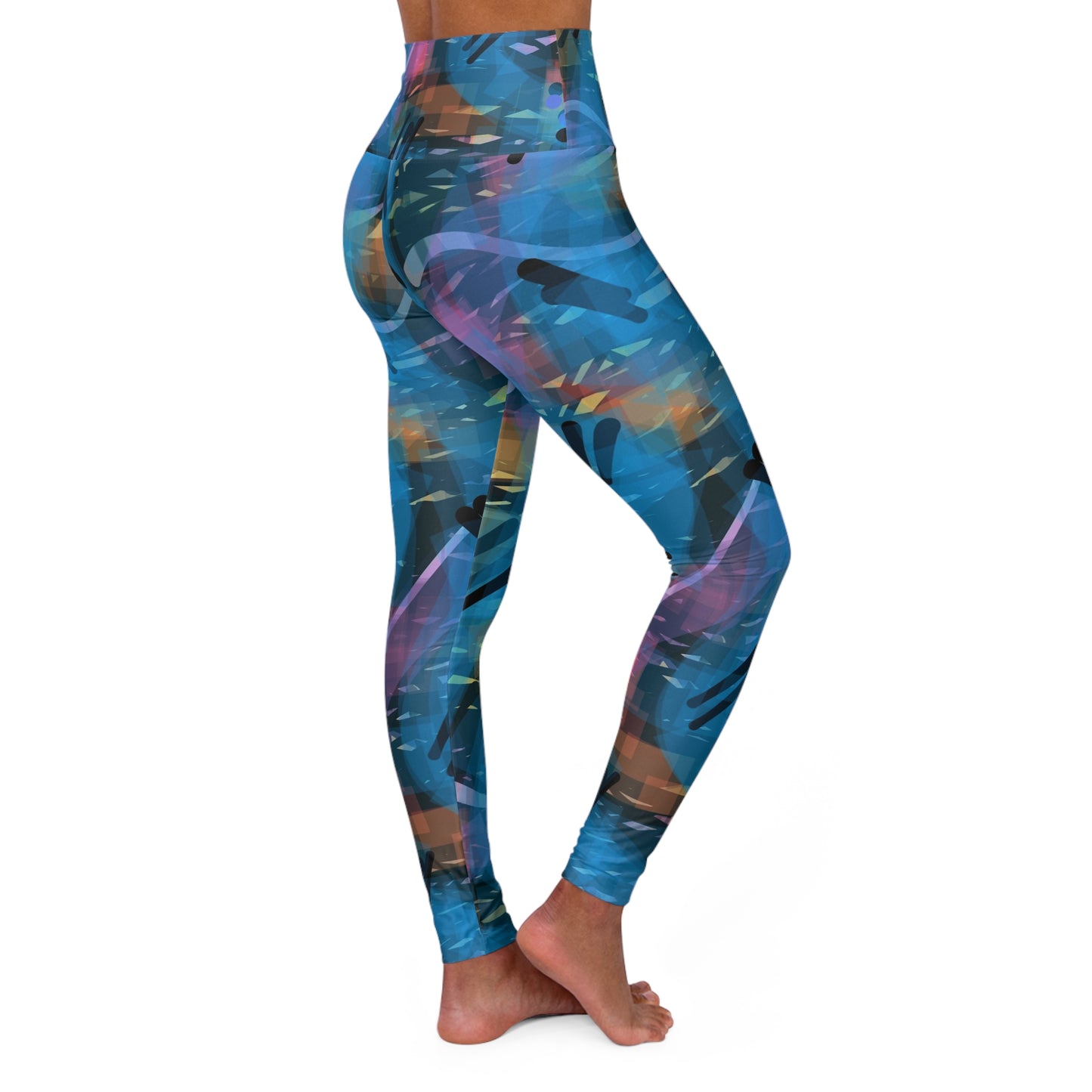 Louise:  Vibrant High Waisted Leggings - 80's Vibes Fitness Wear for Active Lifestyles