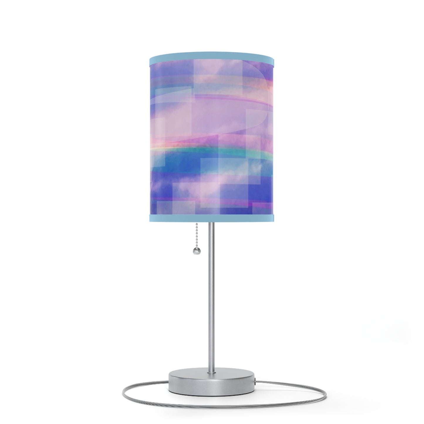 Gloria:  Blue Trim; Modern Purple Geometric Table Lamp - Stylish Home Decor for Living Room & Bedroom