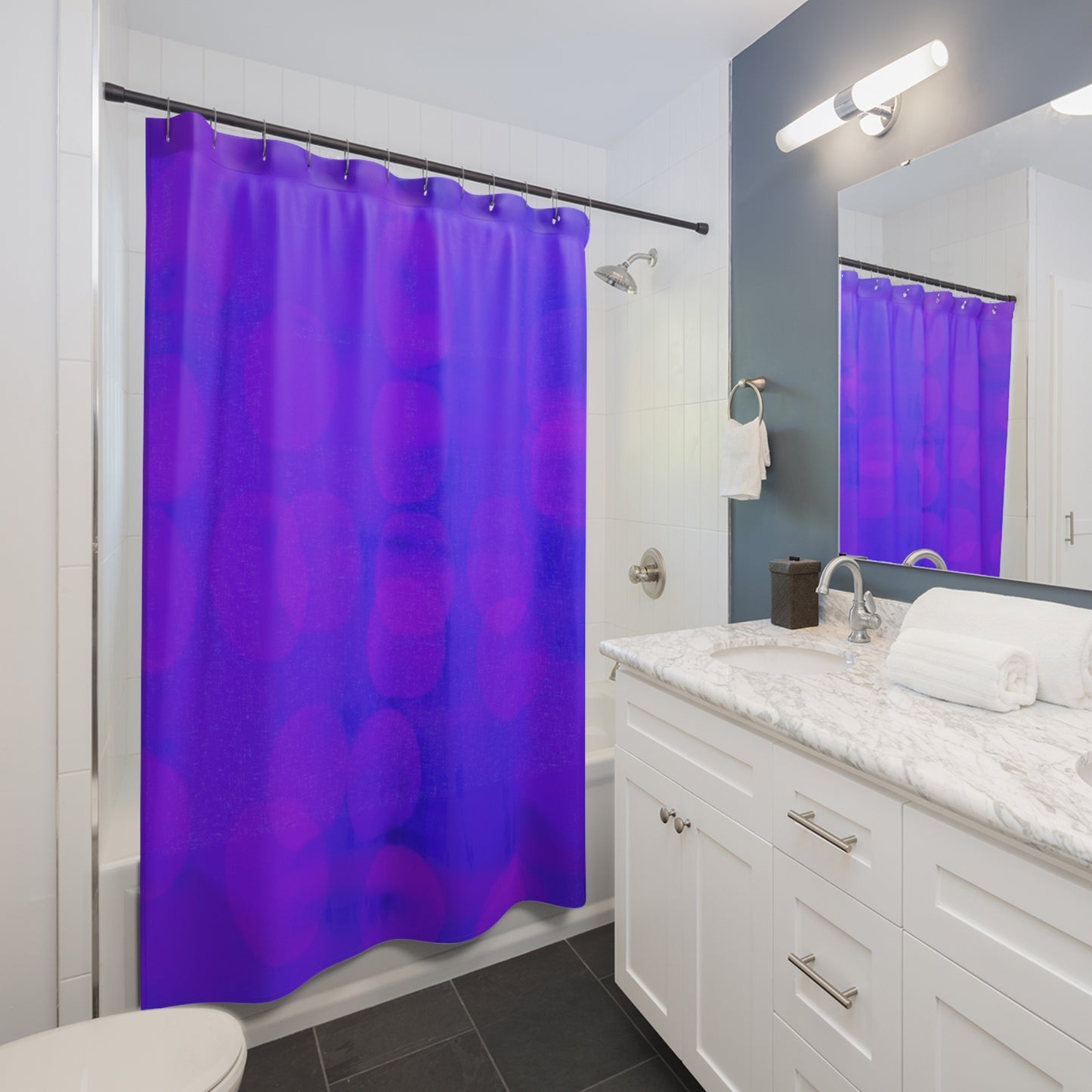 Roberta: Shower Curtain — Abstract Purple & Blue Gradient Bath Curtain