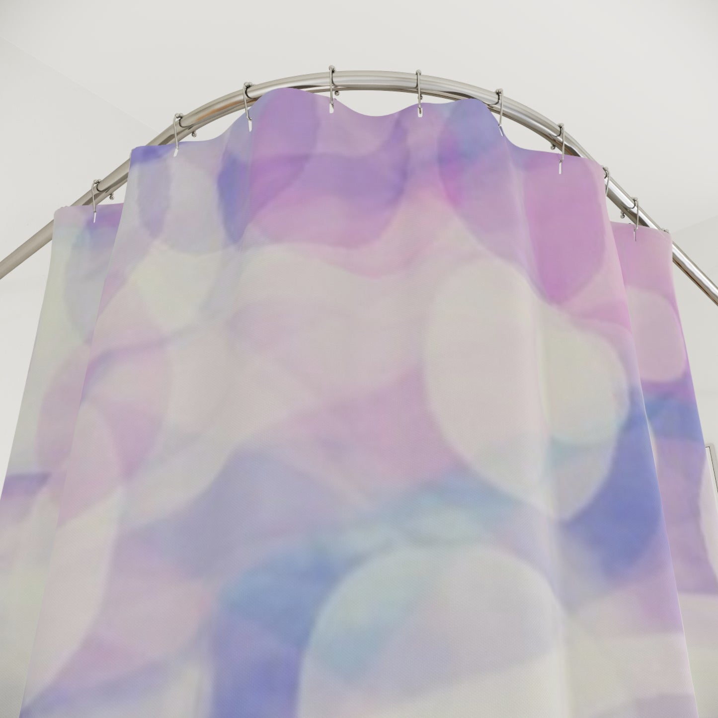 Sprite: Pastel Bokeh Shower Curtain — Soft Lavender Abstract Bath Decor