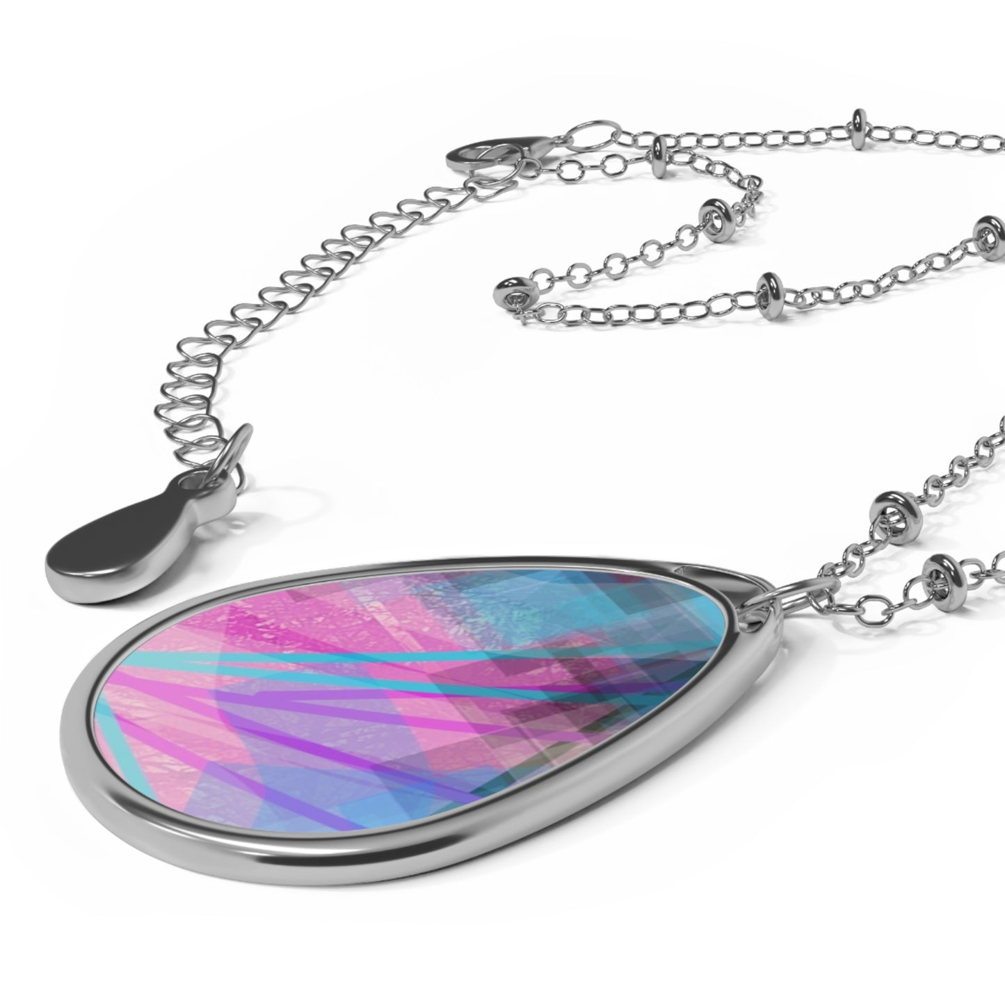 Kira:  Mystical Mood, Abstract Art Oval Necklace – Elegant Design, Spiritual Art Jewelry