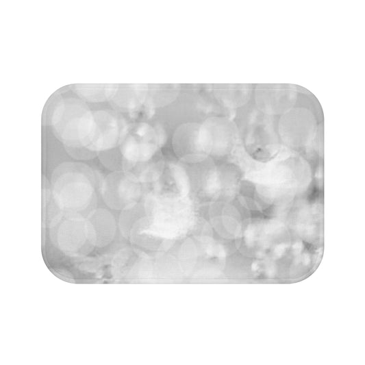 Oksana: (24"x17") Elegant Silver-Grey Bokeh Bathmat – Soft Plush Bathroom Rug
