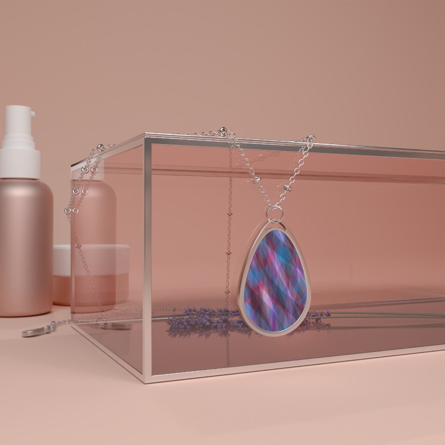 Diana:  Colorful Teardrop Abstract Art Chic Oval Necklace – Perfect Gift for Any Occasion