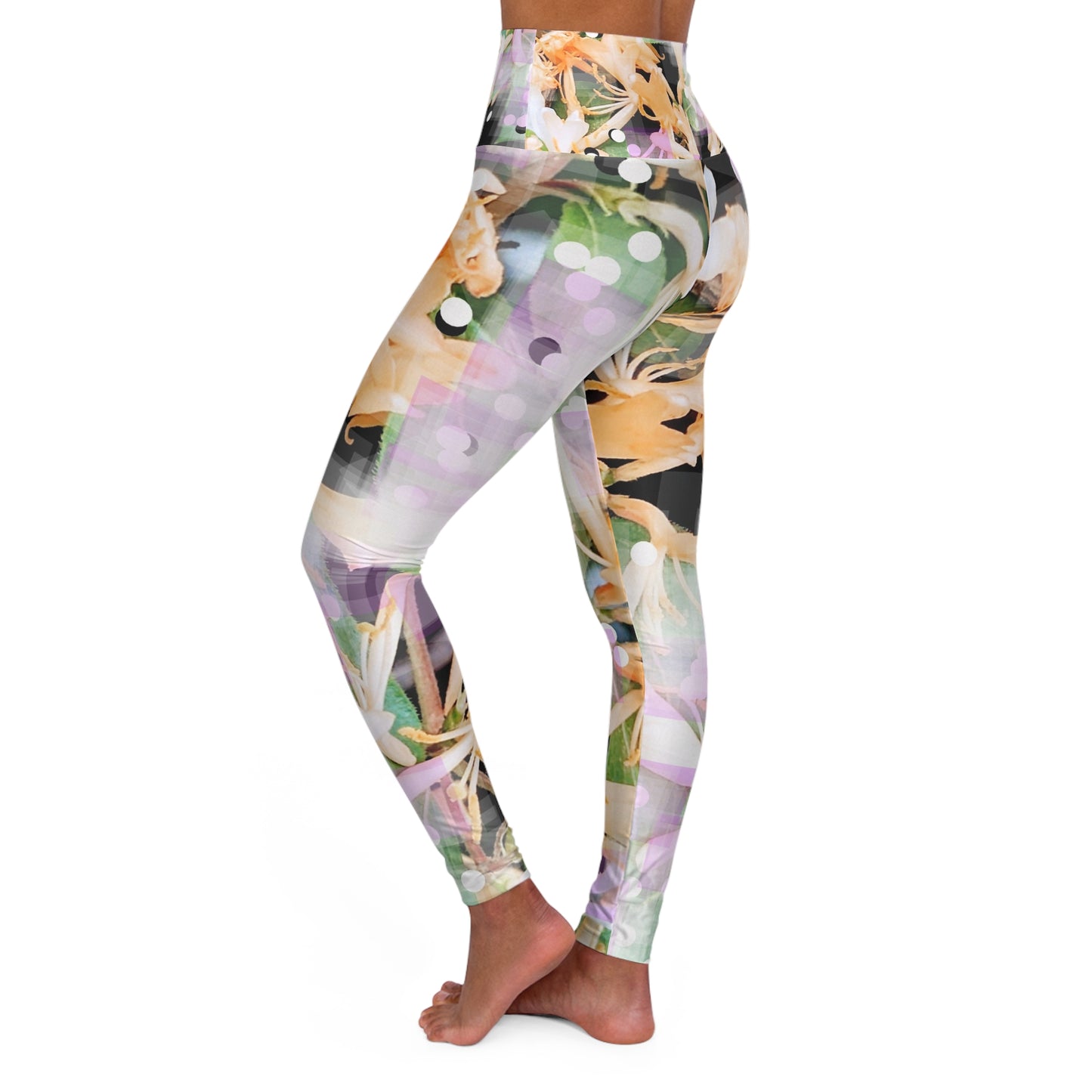 Honey Creme: High Waisted Leggings, Activewear, Nature Lovers Print, Casual Chic Streetwear