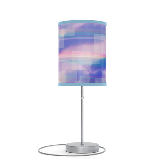 Gloria:  Blue Trim; Modern Purple Geometric Table Lamp - Stylish Home Decor for Living Room & Bedroom