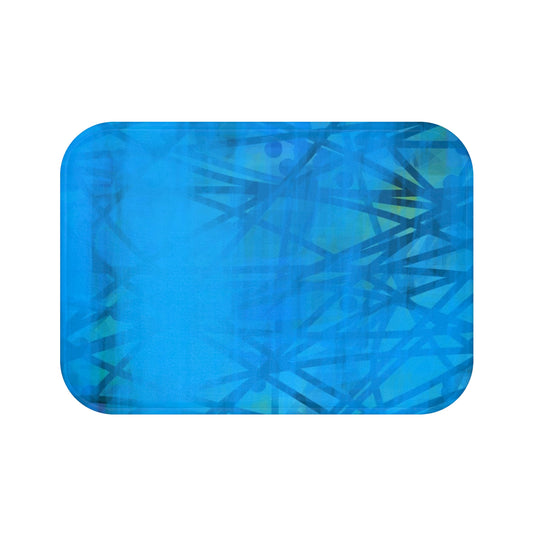 Carmen: (24"x17") Vibrant Blue Tones Bathmat, Soft Bathroom Rug, Coastal Decor, Spa Gift, Ethereal Vibes, Non-Slip Bath Accessory