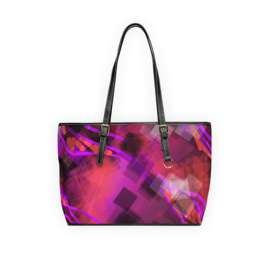 Bo:  Vibrant PU Leather Shoulder Bag - Stylish Tote with Abstract Design