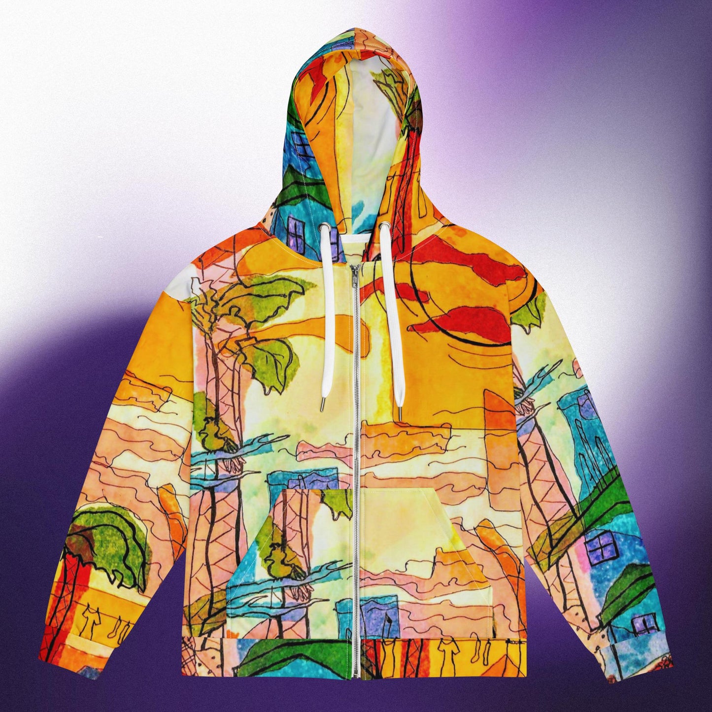 Sunset Village: Unisex zip hoodie