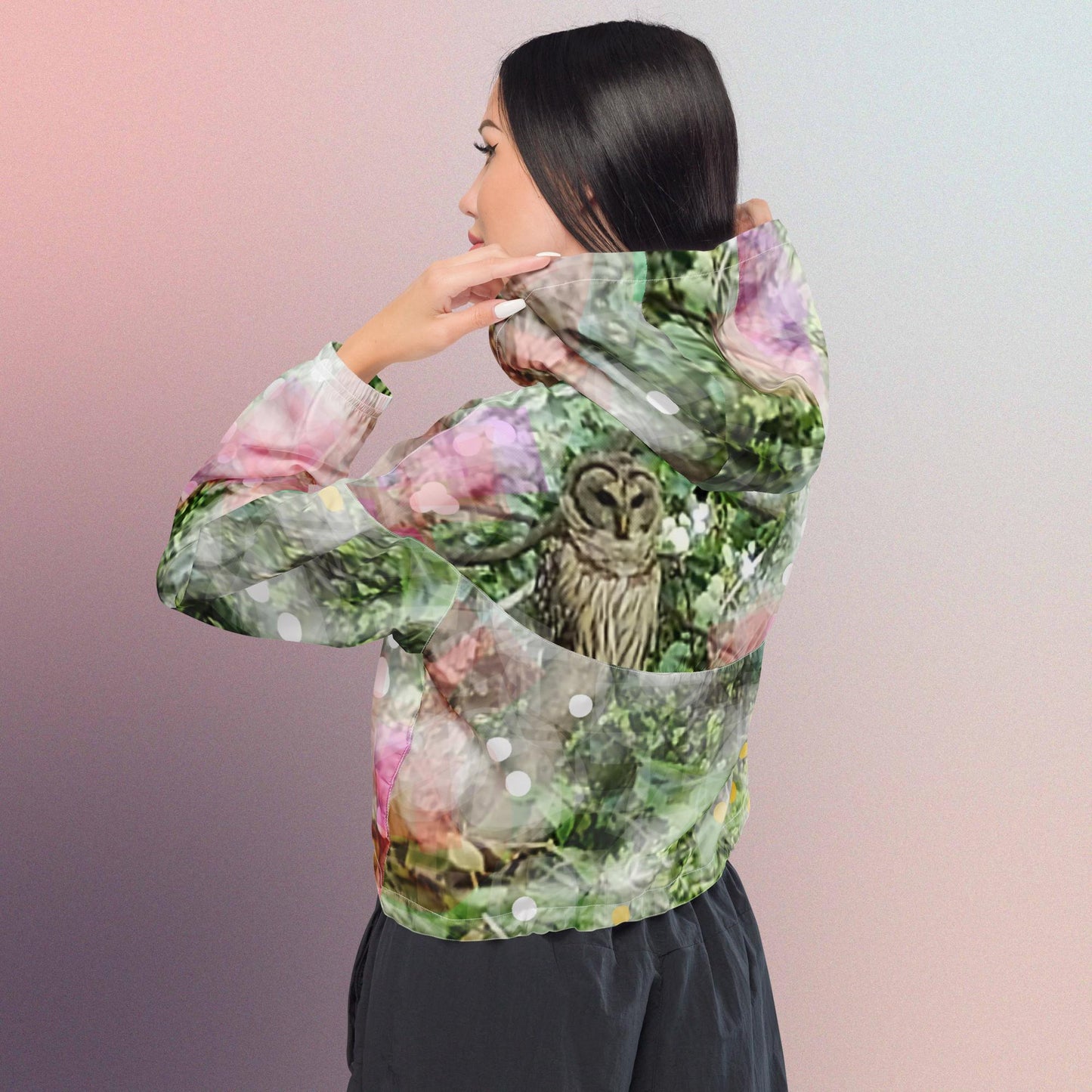 Woodland Owl:  Women’s cropped windbreaker