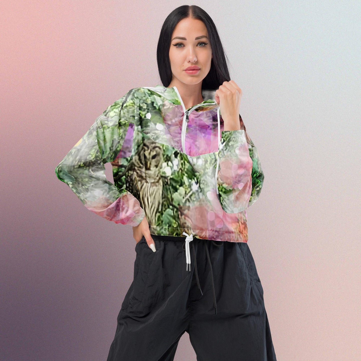 Woodland Owl:  Women’s cropped windbreaker