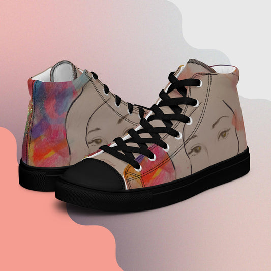 Pleiadian Sol: Women’s high top canvas shoes:  BK