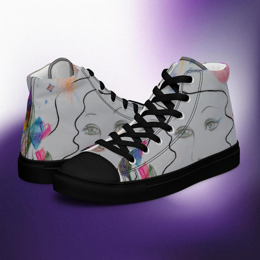 Cosmic Daydream: Women’s high top canvas shoes:  BK