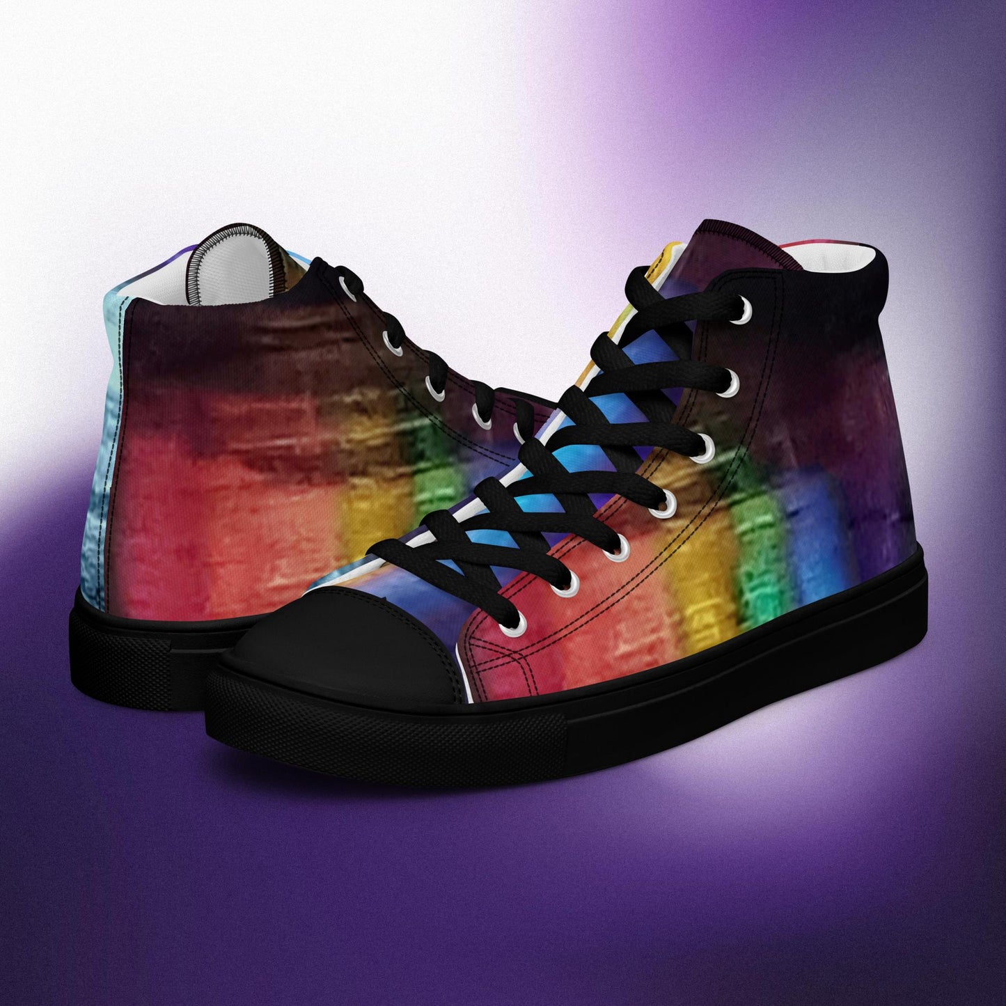 Neon Rain: Women’s high top canvas shoes:  BK