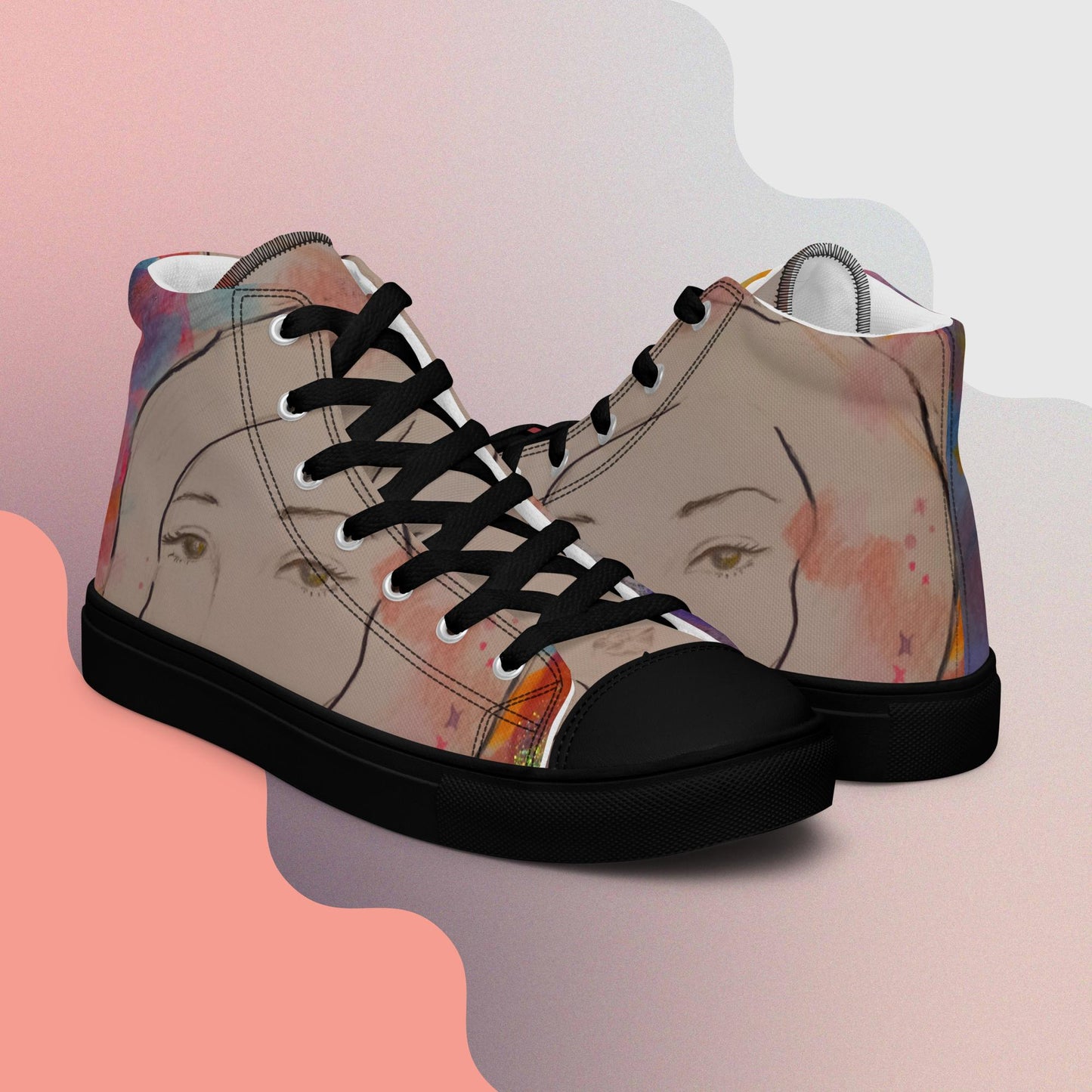 Pleiadian Sol: Women’s high top canvas shoes:  BK