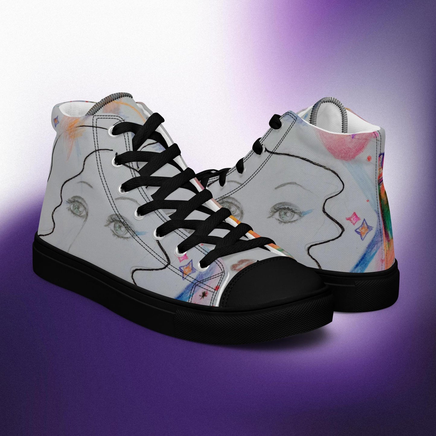 Cosmic Daydream: Women’s high top canvas shoes:  BK