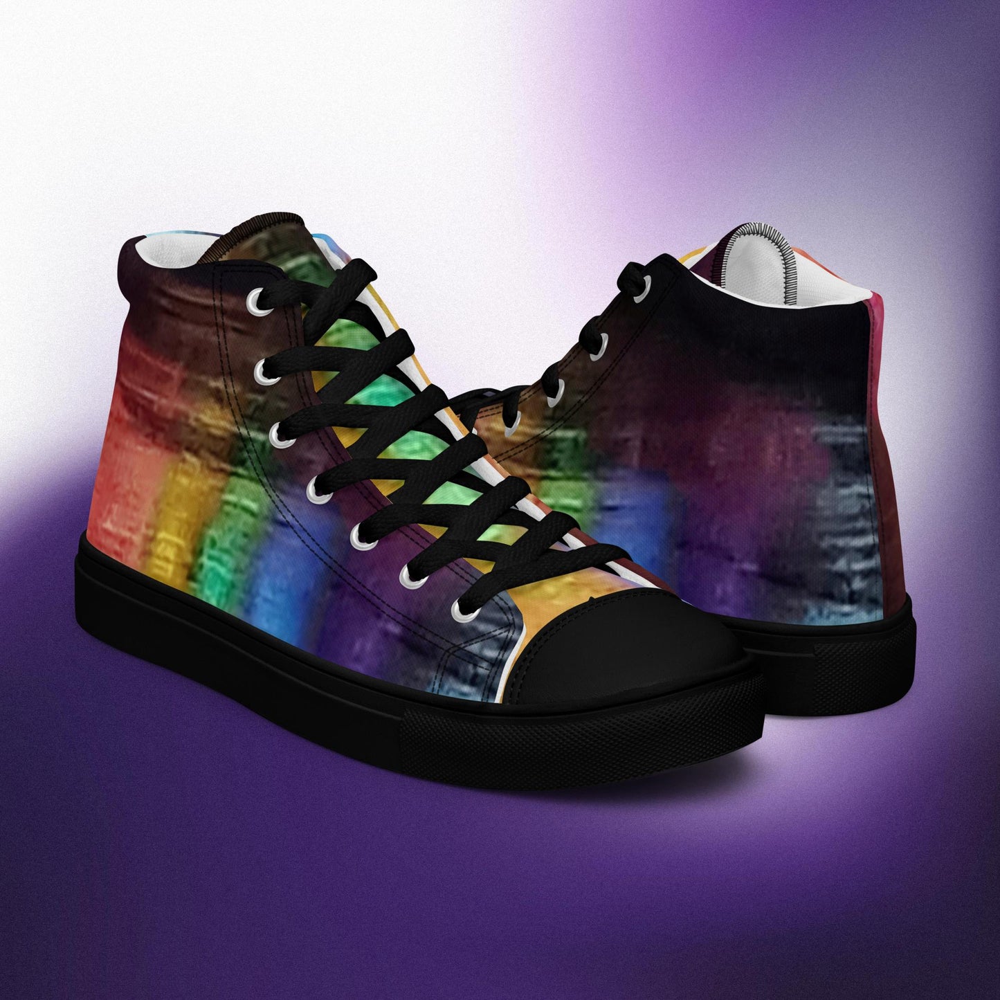 Neon Rain: Women’s high top canvas shoes:  BK