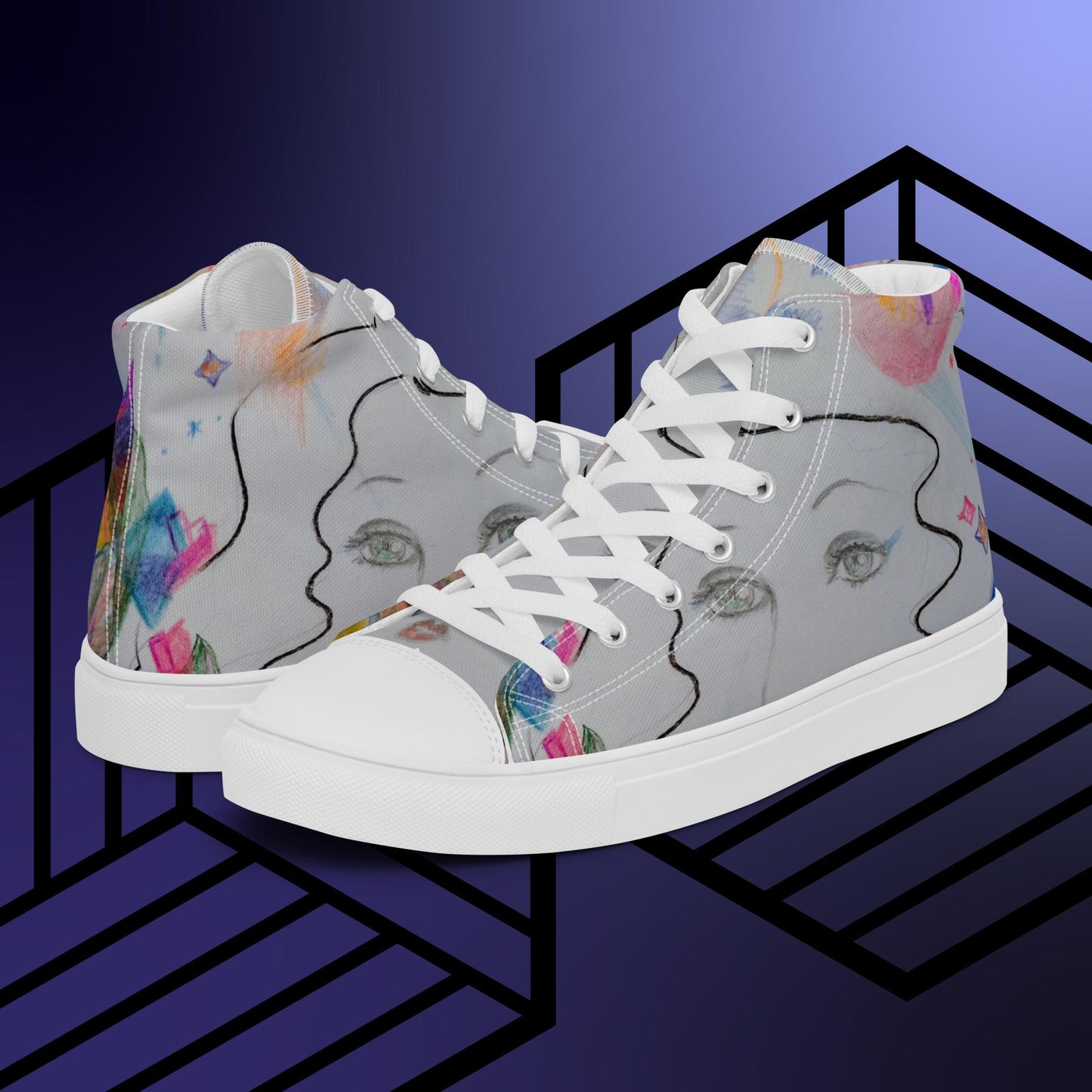 Cosmic Daydream: Women’s high top canvas shoes:  WH