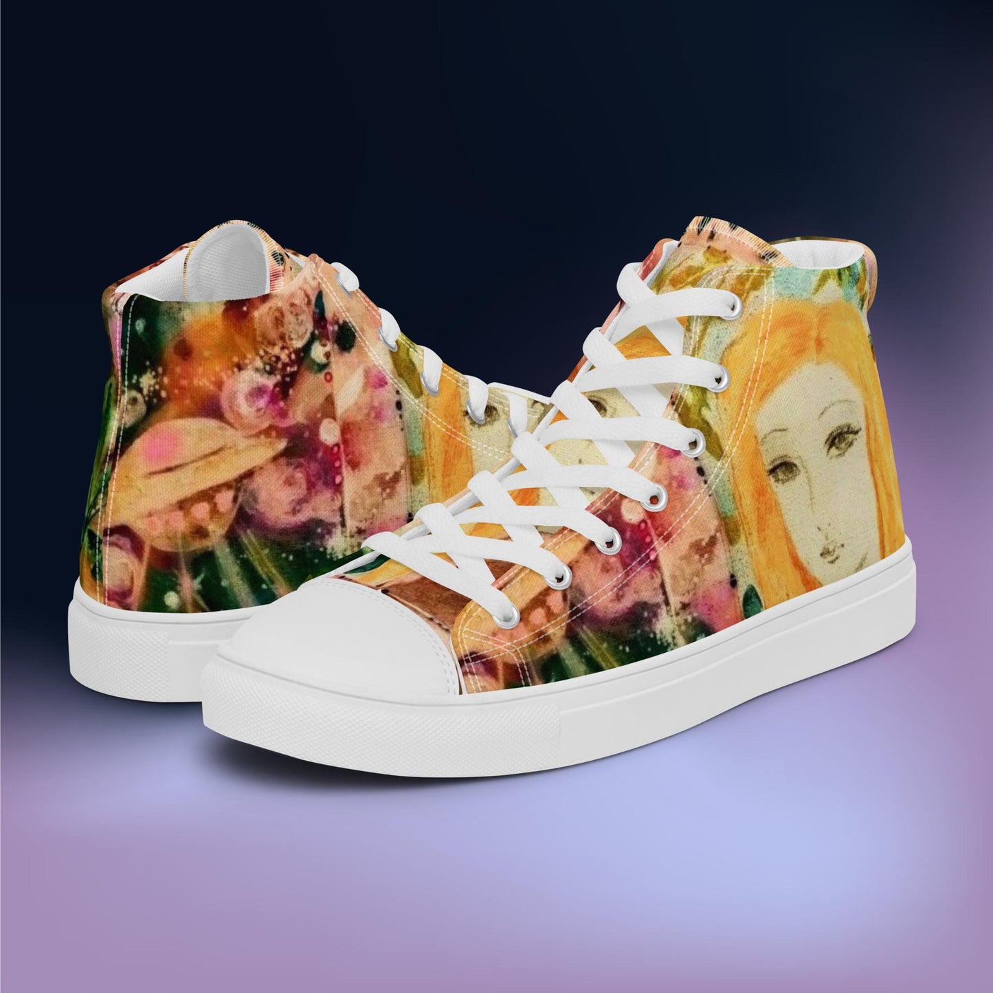 Star Girl: Women’s high top canvas shoes:  WH