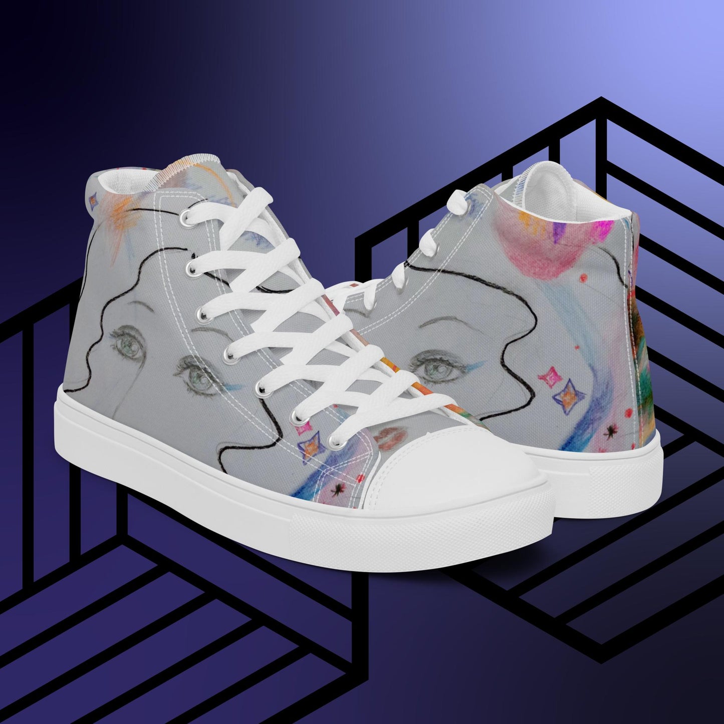 Cosmic Daydream: Women’s high top canvas shoes:  WH