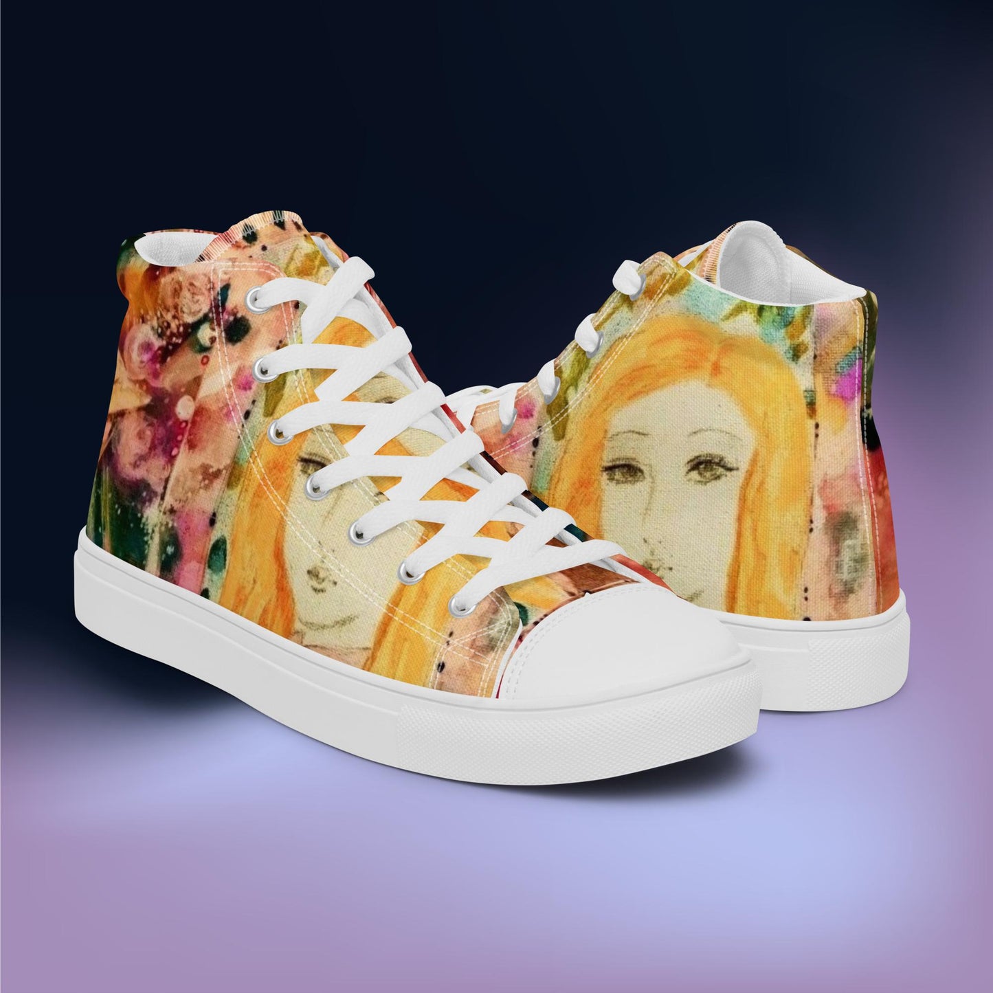 Star Girl: Women’s high top canvas shoes:  WH